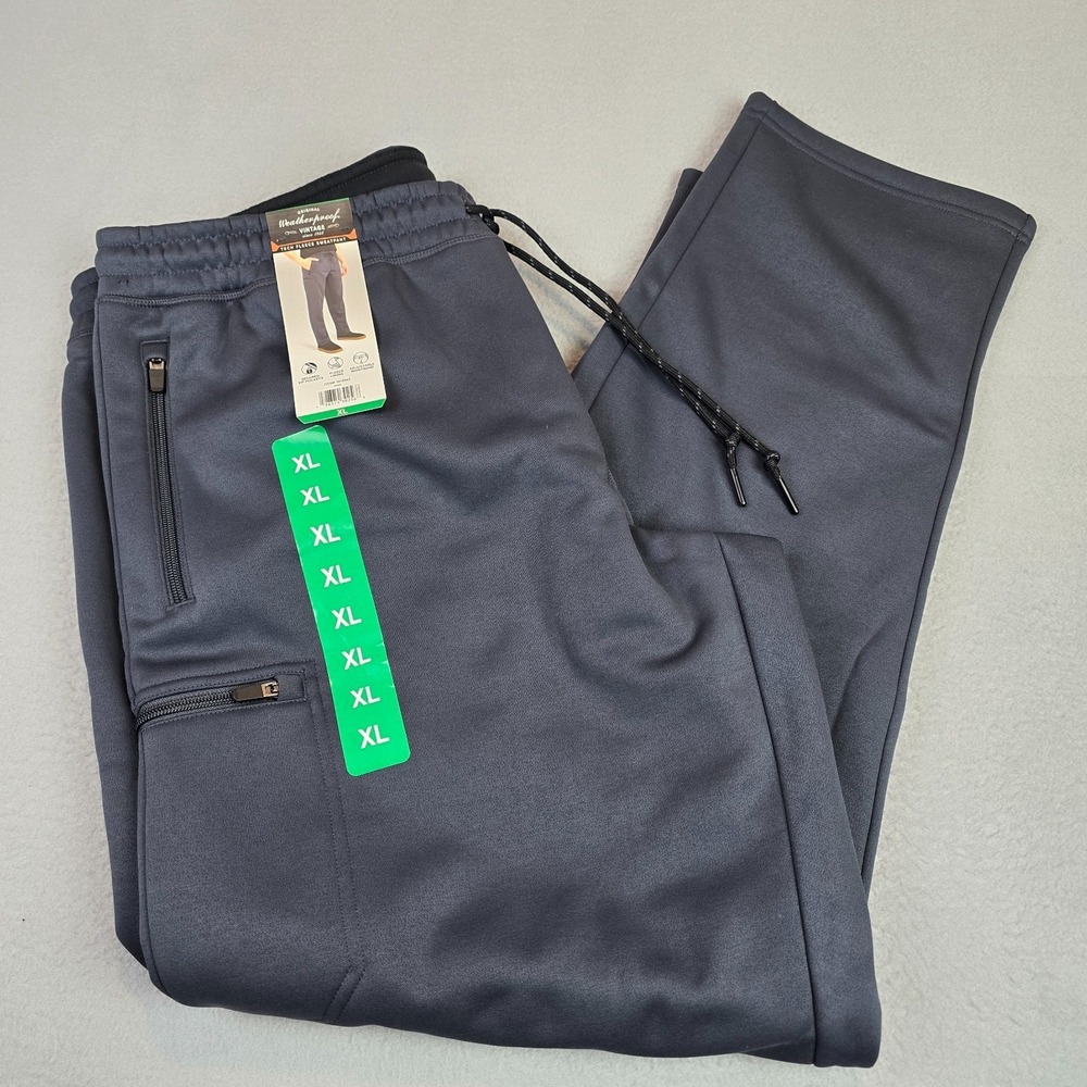 NWT Joggers Weatherproof Fleece Sweatpants Men's XL Gray Relaxed Fit Zip Pocket